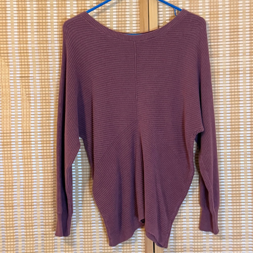 J. Jill Wearever Purple Ribbed‎ Dolman Sleeve Sweater Top Large Preppy Lagenlook
